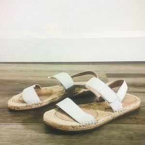 Eileen fisher white leather strapped espadrille sandals
